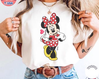 Custom Minnie Mouse Shirt Comfort Colors, Personalized Disney Tee Women, Minnie Mouse Graphic Tee, Disney Trip Outfit Shirt, Gift For Her