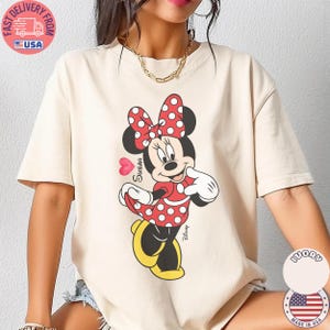 Personalized Minnie Mouse Shirt Comfort Colors, Custom Name Disney Shirt, Minnie Mouse Tee Women, Disney Gift For Her, Cute Minnie Shirt image 4