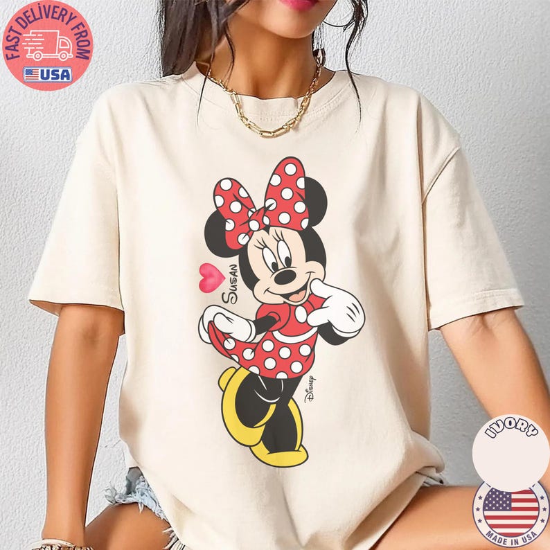 Personalized Minnie Mouse Shirt Comfort Colors, Custom Name Disney Shirt, Minnie Mouse Tee Women, Disney Gift For Her, Cute Minnie Shirt image 4
