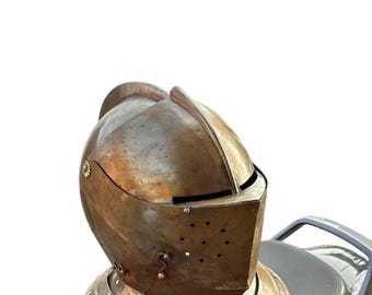 Handmade 18 Gauge Steel Knight Helmet: SCA LARP Cosplay Armor