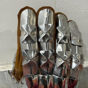 Medieval Hourglass Gauntlets 16 Gauge Steel with Brass Accents & Leather Gloves | SCA LARP Armor image 3