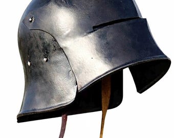 Handgemaakte 18 gauge stalen sallethelm l middeleeuwse pantserreplica