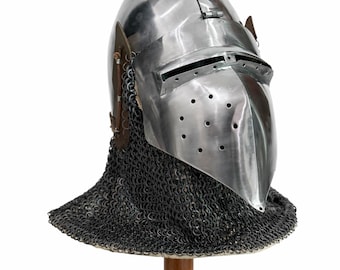 Medieval Knight Helmet Handmade Steel Armor Helmet Wearable Crusader Helm LARP Cosplay Costume