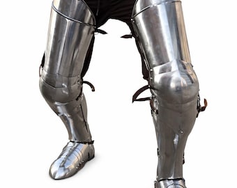 Handmade Steel Gothic Knight Leg Armor & Shoes | Medieval LARP Cosplay
