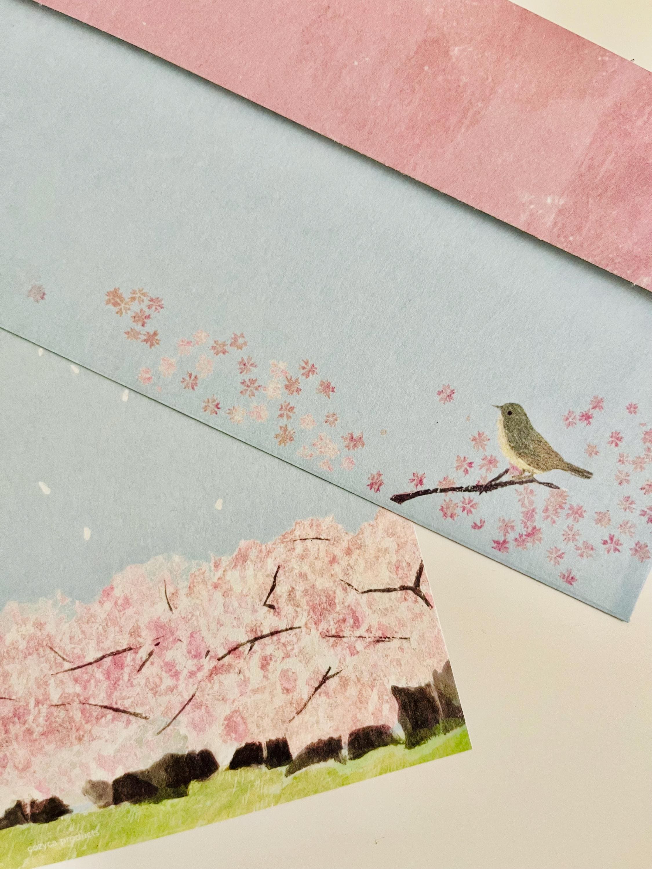Sakura Stationery Set – Japanese Cherry Blossom & Bird Letter Writing ...