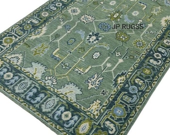 Modern Vintage Oushak Rug, 9'4x12'6 Hand Knotted Turkish Wool Area Rug, Distressed Oriental Carpet, Custom Size Available
