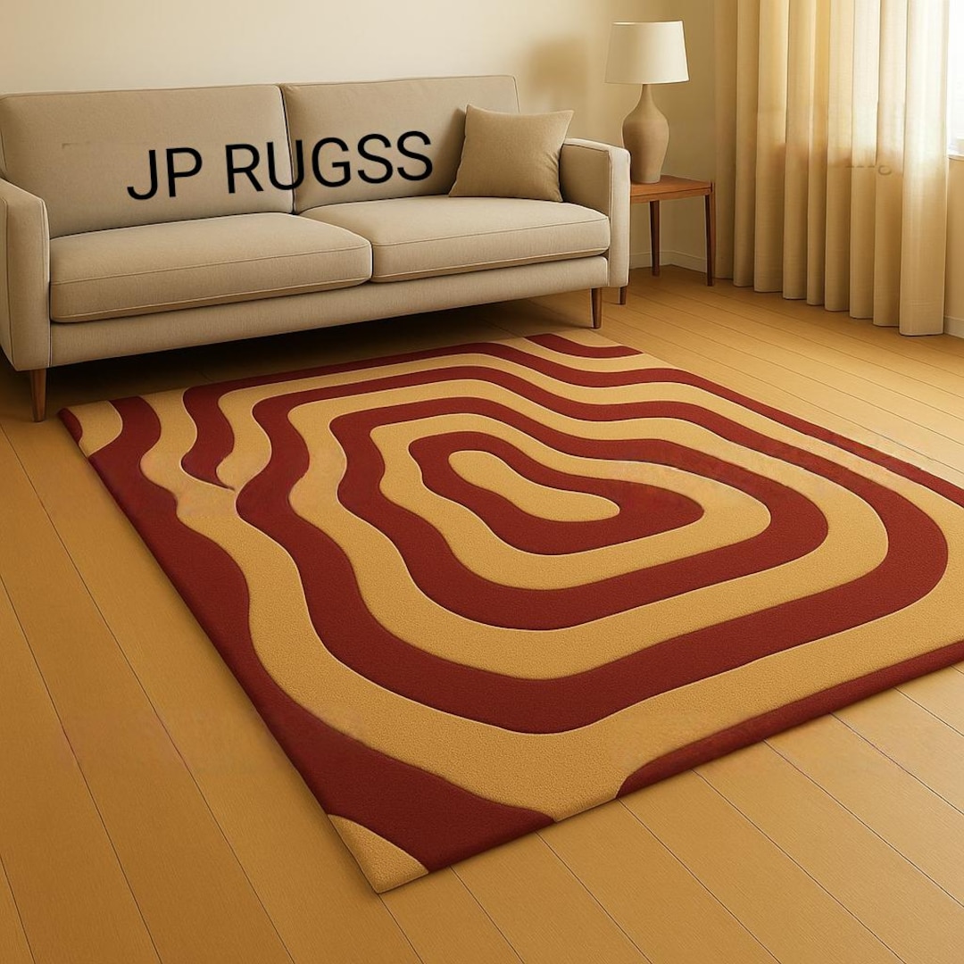 Hand Tufted Abstract Wool Rug, Optical Illusion Design - Etsy
