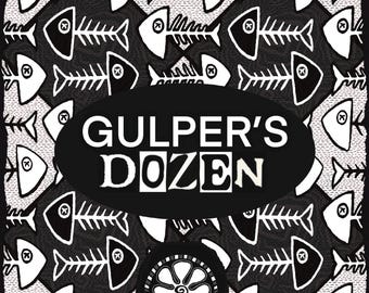 GULPER’S DOZEN Seamless Pattern Tile, Handmade, Fish Pattern, Surface Pattern, Digital Download