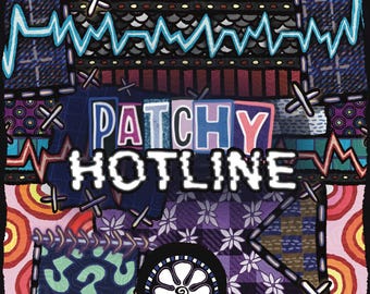 PATCHY HOTLINE Seamless Pattern Tile, Handmade, Patchwork, Surface Pattern, Stitching, Digital Download