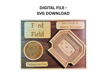 Estadio Ford Field en 3D con capas SVG - Fútbol Americano de Detroit (Descarga digital)