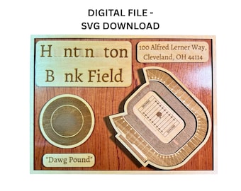 Estadio Huntington Bank Field en 3D con capas SVG - Fútbol Americano de Cleveland (Descarga digital)