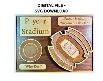 Estadio Paycor 3D en capas SVG - Fútbol Americano de Cincinnati (Descarga digital)
