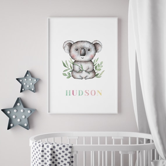 Personalised Kids Watercolour Koala Wall Art/Playroom