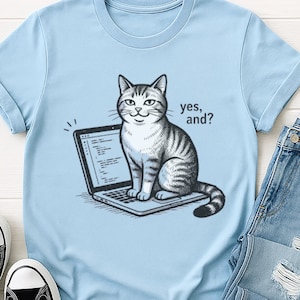 Programmer Cat Shirt, Funny Coder Tech Humorous Tee, Software Engineer Laptop Graphic, Sassy Developer Gift, Coding Kitten Apparel