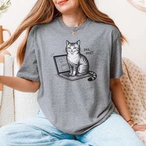 Programmer Cat Shirt, Funny Coder Tech Humorous Tee, Software Engineer Laptop Graphic, Sassy Developer Gift, Coding Kitten Apparel