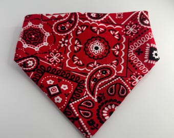 Handmade Red Paisley Dog Bandana: Western Pet Scarf, X-Small