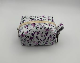 Floral Dog Poop Bag Holder,  Purple Flower Dog Leash Accessory, Dog Waste Bag Dispenser, Cute Dog Walking Bag, Dog Mom Gift