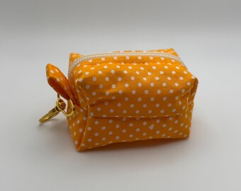 Handmade Orange Polka Dot Dog Poop Bag Holder, Leash Accessory Dispenser
