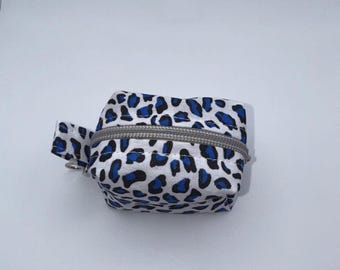 Blue Leopard Dog Poop Bag Holder – Zippered Waste Bag Dispenser