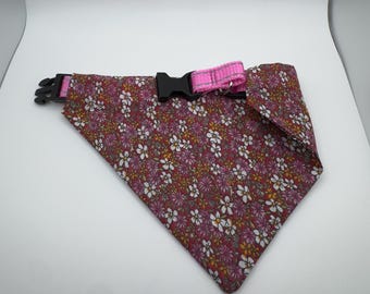 Floral Dog Bandana (Small) – Flower Print Pet Scarf, Over-the-Collar, Handmade Pet Accessory
