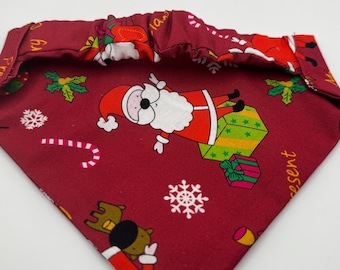 Santa Claus Dog Bandana – Handmade Festive Christmas Pet Scarf (Size Small)