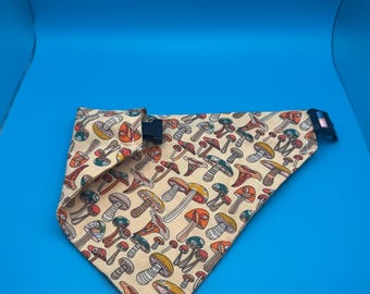 Mushroom Print Dog Bandana – Handmade Over the Collar Pet Scarf
