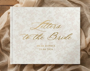 Vintage Floral Letters to the Bride Scrapbook, Personalized Gold Foil Bridal Shower Album Gifts, Custom Elegant Hen Do Scrapbook