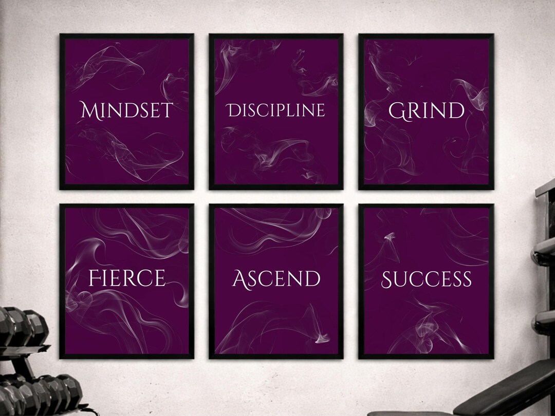 Motivational Wall Art Set of 6, Success Mindset Office Decor, Gym ...