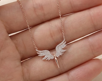 Collar de Arcángel Miguel / Collar de Alas de Ángel de la Guarda / Collar de San Miguel / Collar de Ángel de la Guarda / Colgante de Ángel Religioso