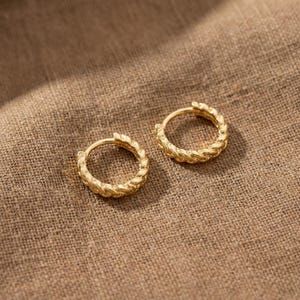 14k Gold Twist Rope Hoop Earrings | Twist Hoop Earrings | Twisted Rope Hoops | Braided Gold Earrings | Dainty Everyday Jewelry