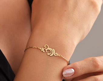 Ohm Bracelet | Om Symbol Jewellery | Dainty Gold Spiritual Bracelet for Women | Yoga Mindfulness Bracelet | Meaningful Gift for Her