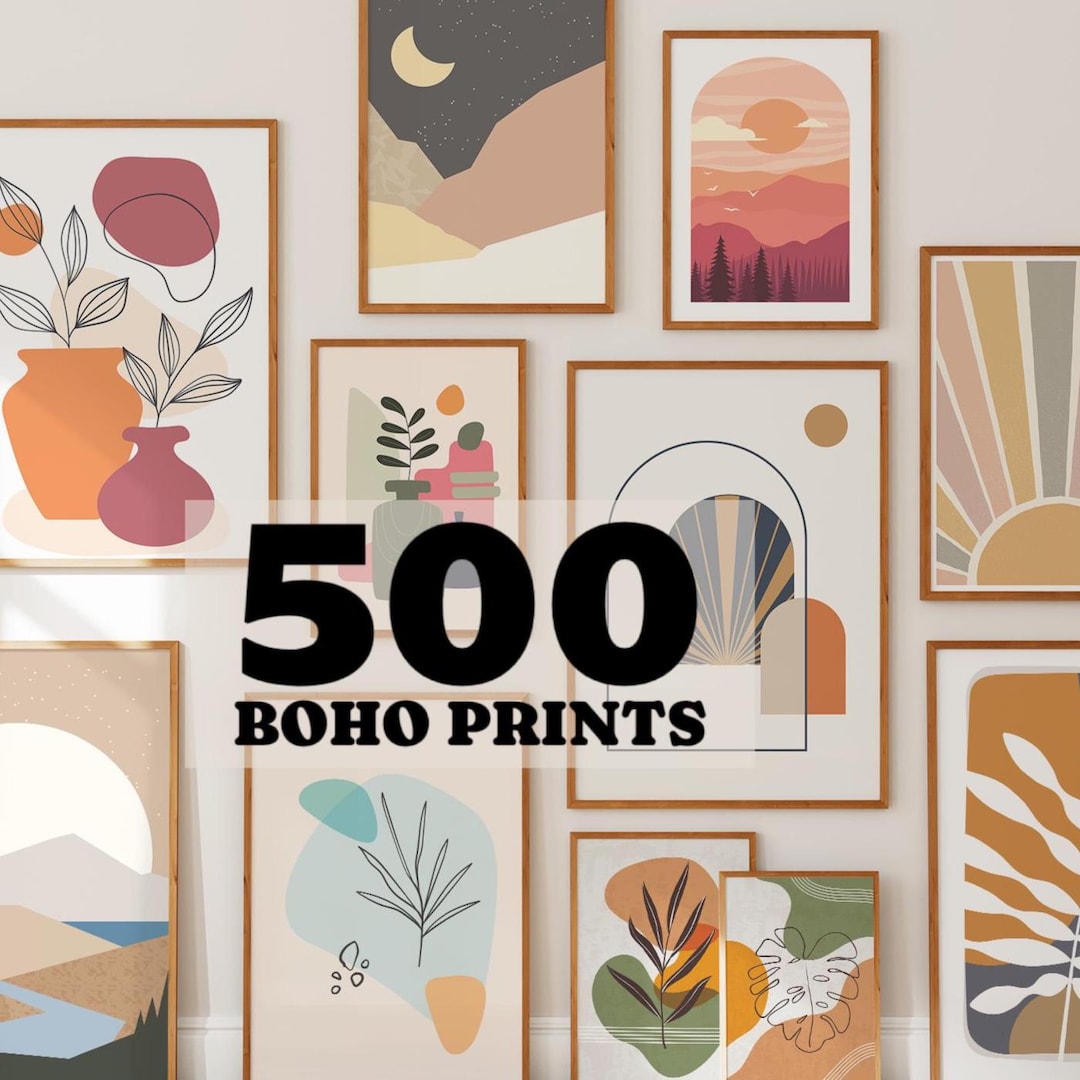 Boho Wall Art Prints Bundle | Neutral Earthy Bohemian Decor | Abstract ...