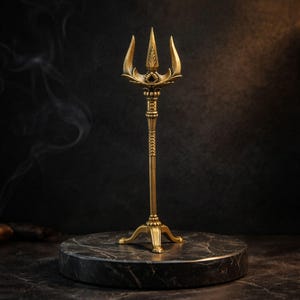 Brass Trident Ornament, Shelf Decor Figure, Hostess Gifts, Altar Decorations, Desk Decor, Meditation Statue, Symbolic Gift, Feng Shui Gifts