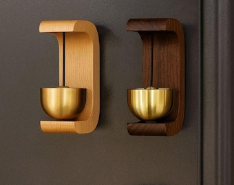 Wooden Door Chime – Magnetic Entry Bell With Brass Sound System, Adhesive Or Magnet Mount, Vintage Design For Home, Shop, Restaurant