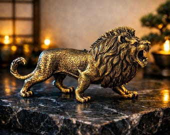 Vintage 1998 Hard Plastic Lion Toy – Roaring African Lion Figurine