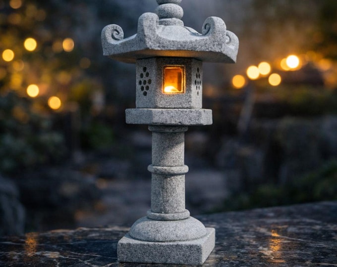 Mini Sandstone Pagoda Lantern, Japanese Zen Garden Decor, Outdoor Fall Ornament, Shelf or Desk Decor, Japanese Art, Housewarming, Host Gift