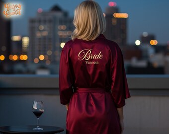 Custom Satin Robe | Women’s Luxury Satin  | Bridal Getting Ready Robe, Bridesmaid Gift, Satin Party Wear, Soft Lounge Robe, Gift for Her