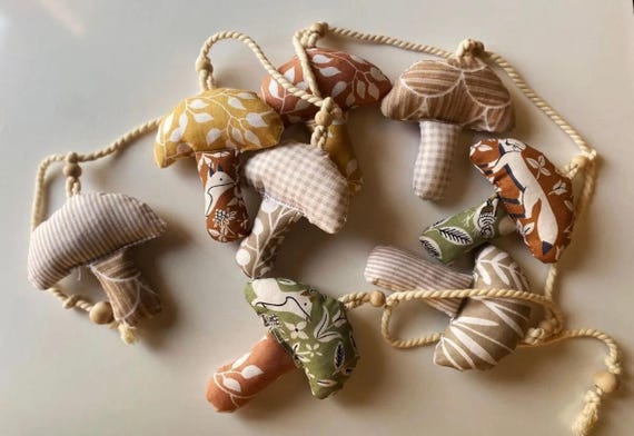 Handmade Fabric Mushroom Garland – Boho Nursery Décor