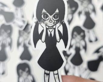 Sticker fille gothique cimetière – Sticker vinyle noir et blanc