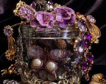 Mystic Violet Mystery Jewelry Jar: Whimsical Purple Necklace, Earrings, Ring and Bracelet Set