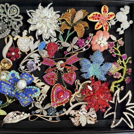 Mystery Brooch Lot | A Selection of Rhinestone Jewelry Blending  display picture 1