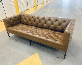 Mid Century tufted Chesterfield sofa couch vintage exc cond