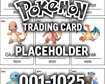 Pokémon Komplette Pokédex-Platzhalterkarten Pokemon Platzhalter (Nr. 1–1025, Deutsche Namen) Generation 1 bis 9