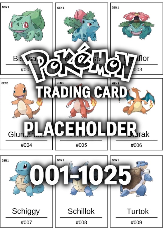 Pokmon Complete Pokdex Placeholder Cards Pokemon Placeholders (no.  11025, German Names) Generations 1 to 9 - Etsy