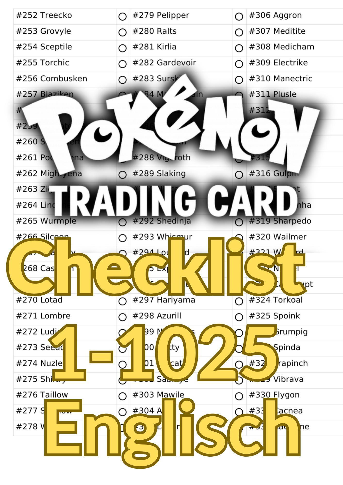 Pokmon TCG Checklist Generation 1 to 9 (11025 Pokmon) ENGLISH - Etsy Pokmon TCG Checklist Generation 1 to 9 (11025 Pokmon) ENGLISH - Etsy