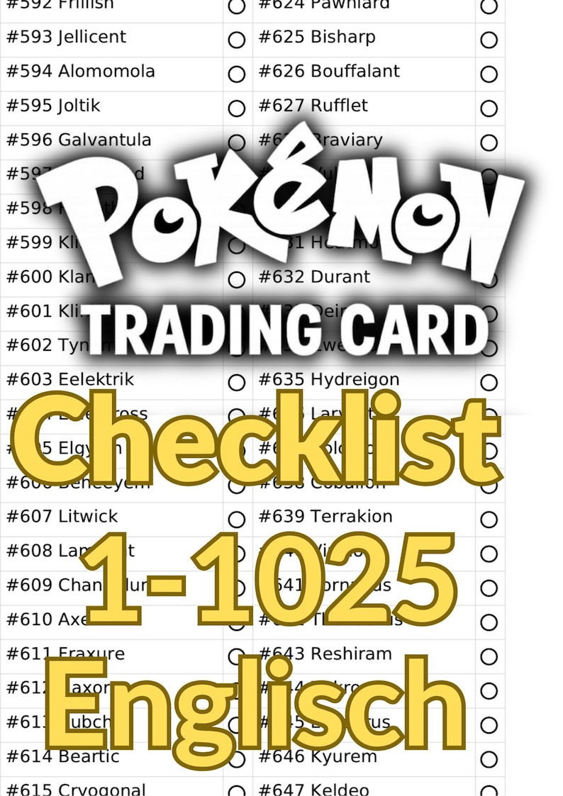 1052 Pokemon Checklist.pdf Pokémon TCG Checklist – Generation 1 to 9 (1–1025 Pokémon) ENGLISH - Etsy