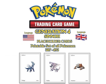 Pokemon Sinnoh Placeholder Cards 387-493 Gen 4 Pokedex Binder Organizer | Printable Pokemon Binder Layout | Pokemon Card Collection Tracker
