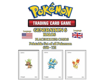 Pokemon Kalos Placeholder Cards 650-721 Gen 6 Pokedex Binder Organizer Printable Pokemon Binder Layout | Pokemon Card Collection Tracker EN