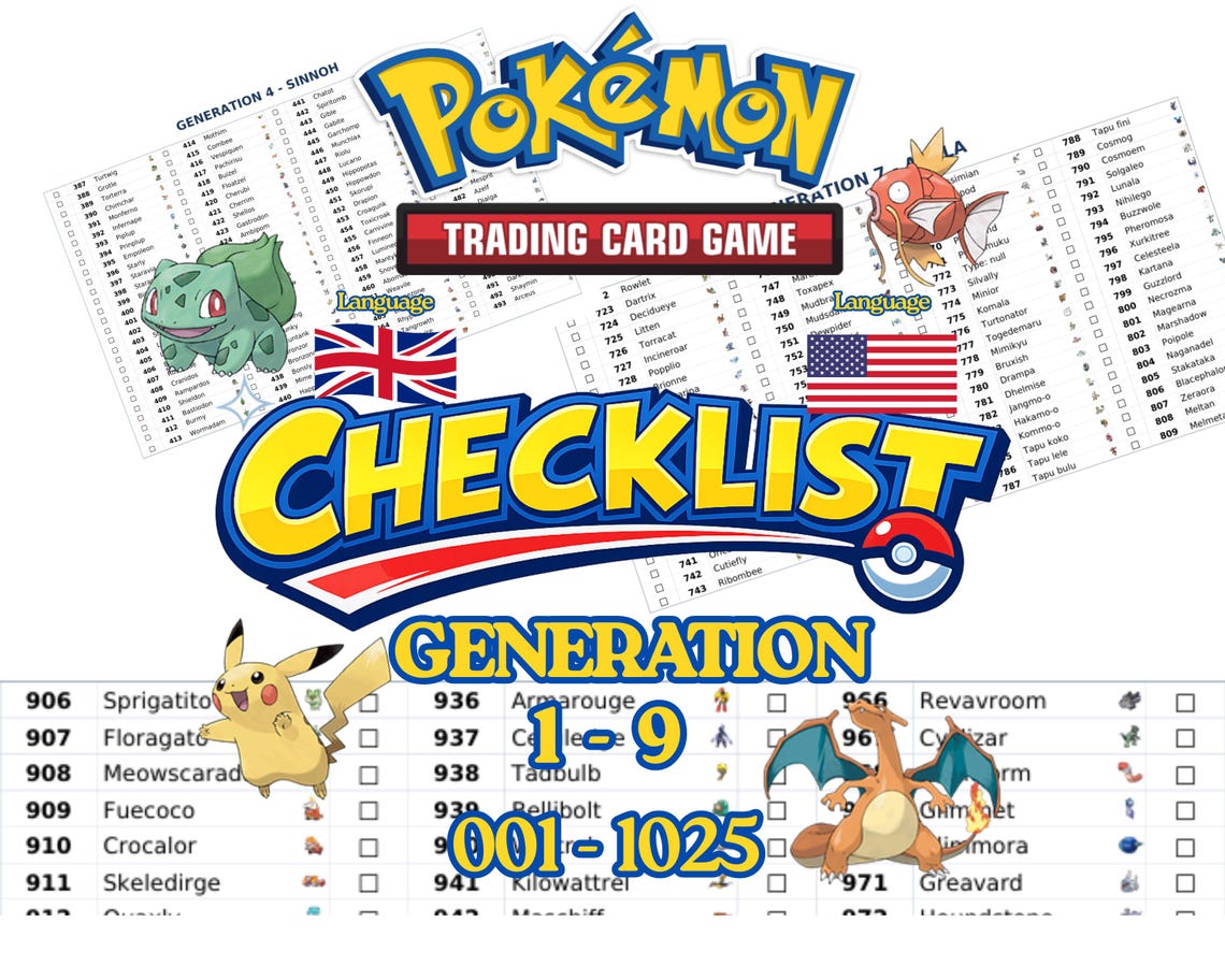 Pokemon Checklist.pdf Pokémon TCG Checklist 1-1025 | Complete Generations 1-9 Pokédex ...
