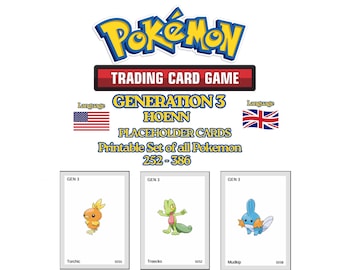 Pokemon Hoenn Placeholder Cards 252-386 | Gen 3 Pokedex Binder Organizer | Printable Pokemon Binder Layout | Pokemon Card Collection Tracker